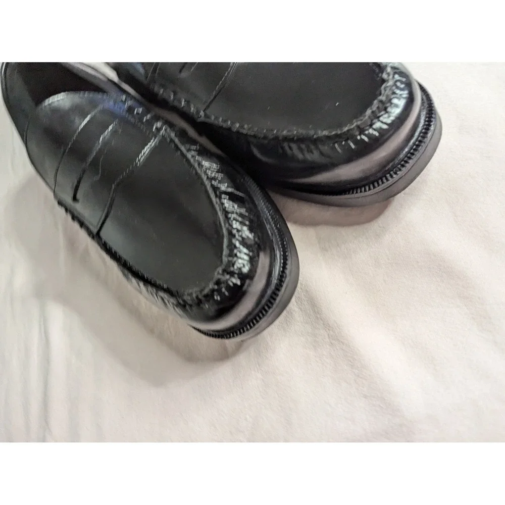 Nunn Bush mens loafers shiny black dress slide on shoes 12W leather uppers 85538